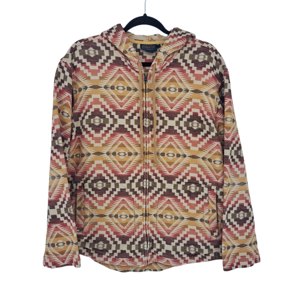 Pendleton Womens Southwestern Geometric Full Zip Hoodie Cotton Large TM551-69878